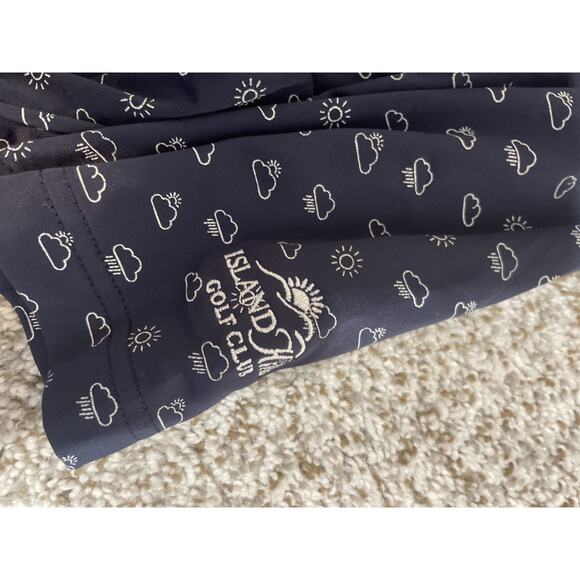 Footjoy Polo Shirt Mens L Navy Blue Weather Print Golf Performance Stretch FJ - Picture 8 of 10